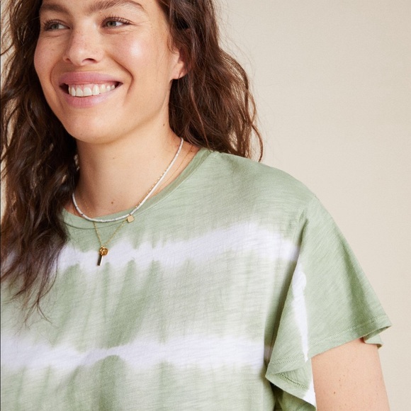 Anthropologie | MARTHA FLUTTER-SLEEVED TEE | Sz SP - Picture 4 of 10
